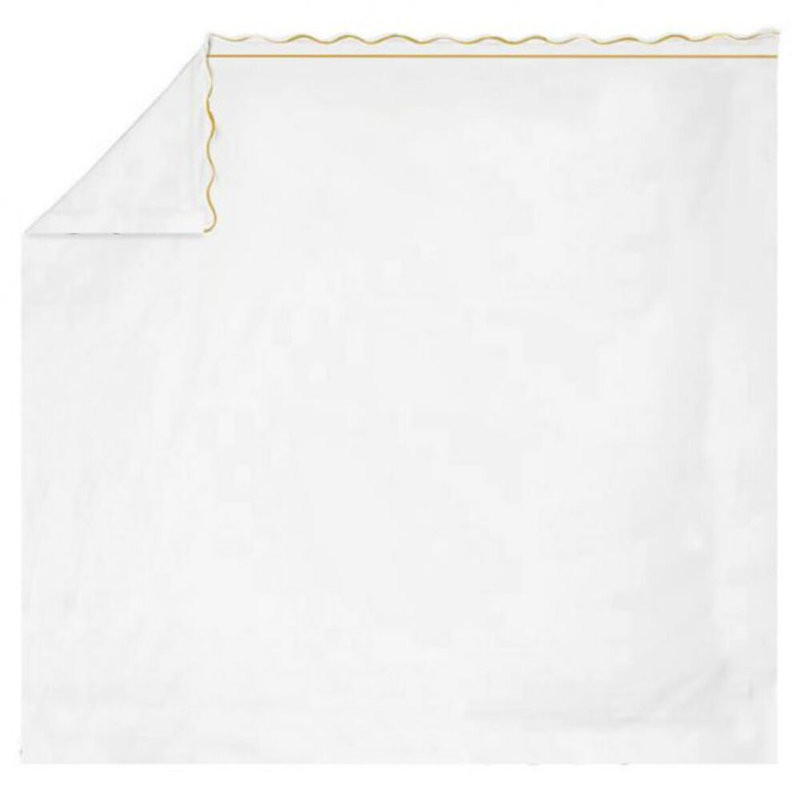 400TC Cotton Scallop Embroidery & Border Cotton 4 Piece Sheet Set Fitted Sheet Fits Upto 16" Deep Pocket, Gold Border