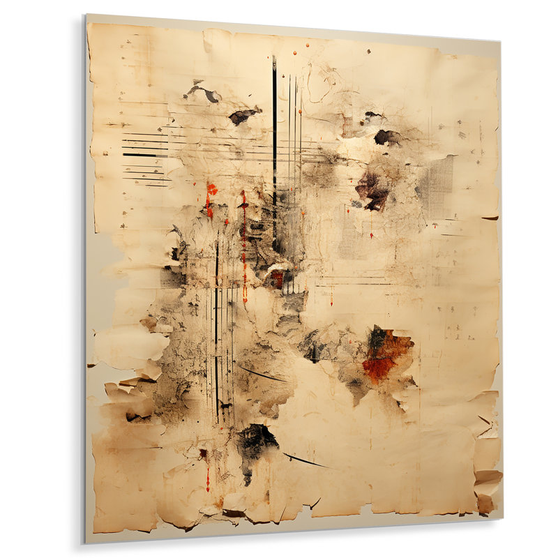 «Hindouisme puranas papyrus parchemin I» sur métal, H 40 po x l 30 po x P 1,5 po
