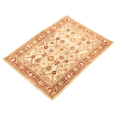 Tapis intérieur en laine 4 pi 4 po x 6 pi, one-of-kind à la main-noué la 2010 chobi crème Lenglen