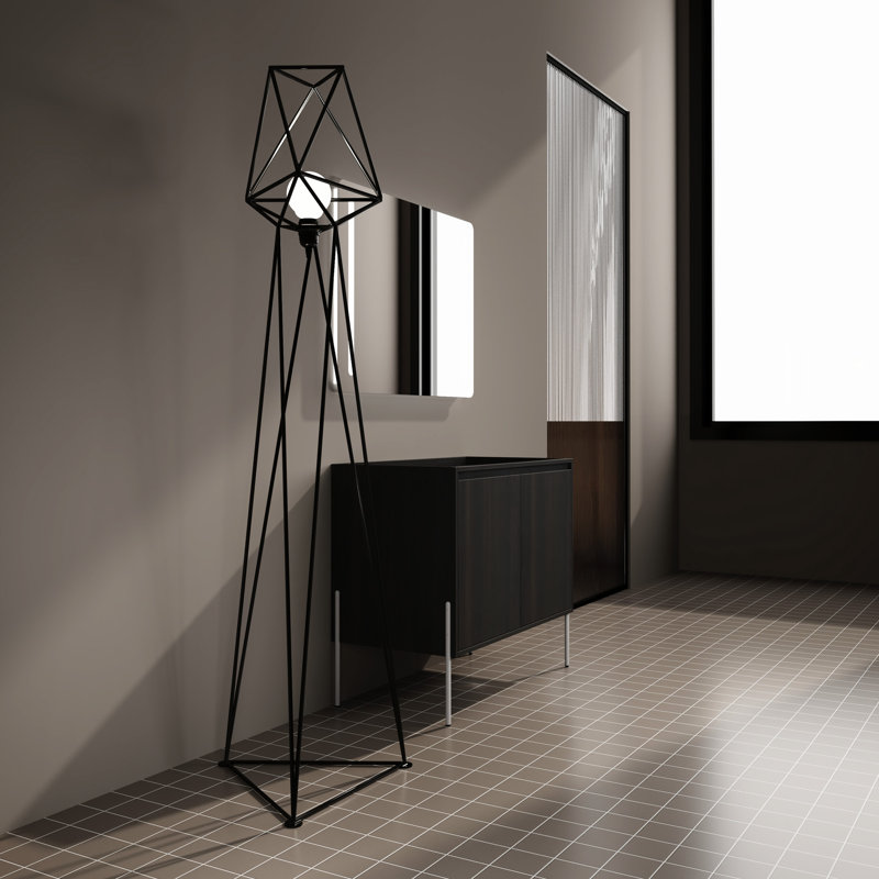 Meuble-lavabo moderne en chêne foncé de 36 po avec portes à fermeture douce - Assemblage facile - Style