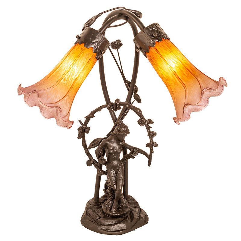 Lampe d'appoint 17 po Tiffany Pond Lily, Ambre / mauve