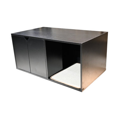 Enceinte de litière pour chat 36,77 ", maison noire avec bloc-notes, 20,3" x 16,61 ", 52 livres, structure stable et robuste pour l'enclos, large, 16,61" de haut, valeur esthétique