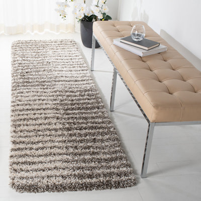 Tapis rayé brun / ivoire Audrianna