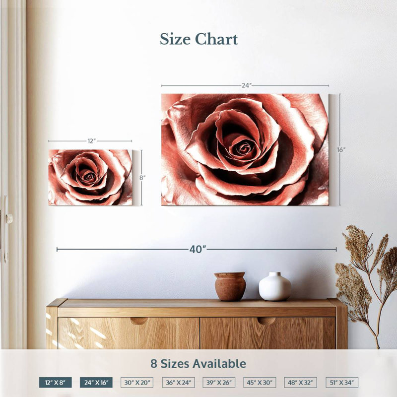 Fleur Harnek or rose, H 16 po x l 24 po