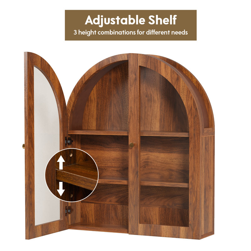 Arched Wall Mounted Cabinet, Walnut