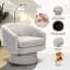 Comfortable Modern Chenille Swivel Barrel Accent Chair – 360° Rotating Upholstered Armchair with Armrests & Built-in Storage – Single Sofa for Living Room, Chenille | Light Gray