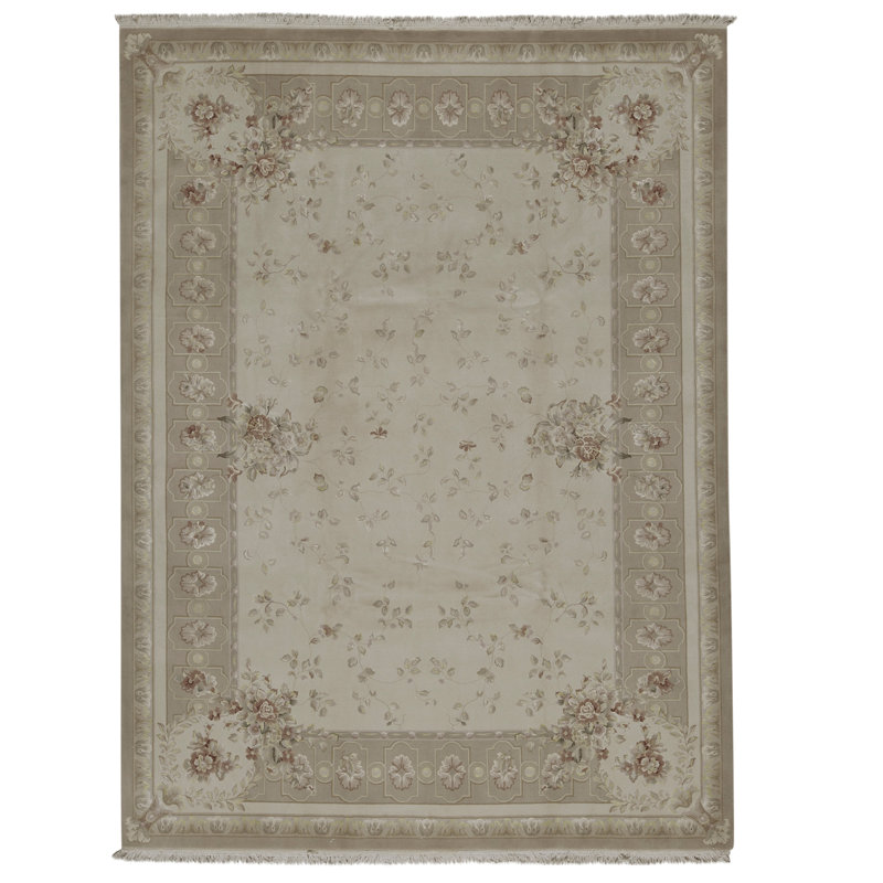 Tapis beige noué à la main de haute qualité