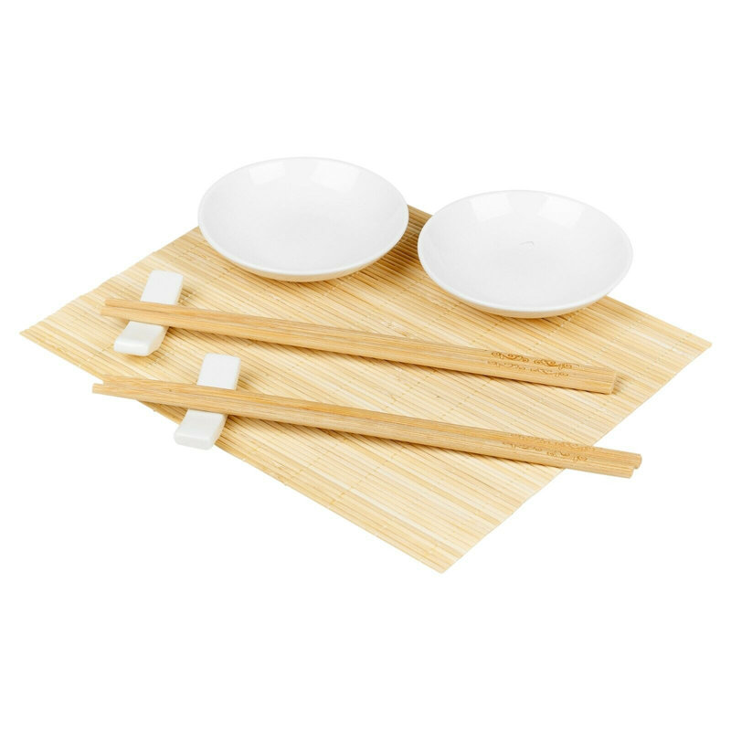 7Pc Sushi Set Round White
