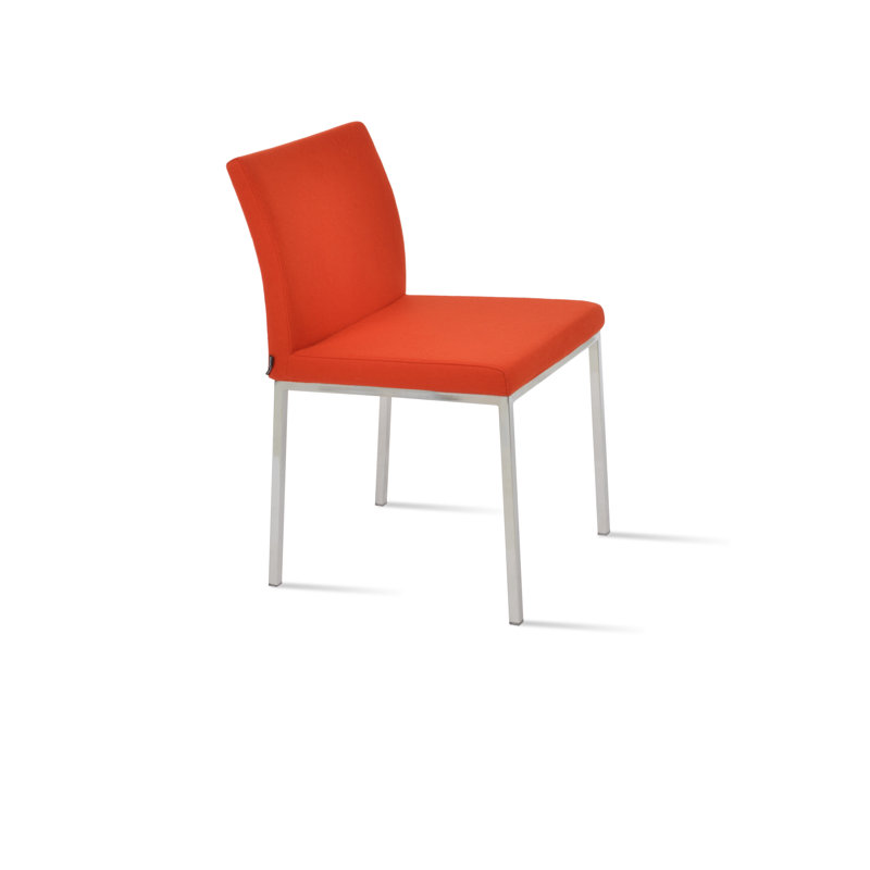Aria Metal Side Chair, Wool Orange, Stainless Steel