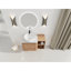 Meuble-lavabo mural 36 po avec lavabo d'art en céramique et tablettes de rangement, porte à fermeture en douceur, emballage KD, contreplaqué