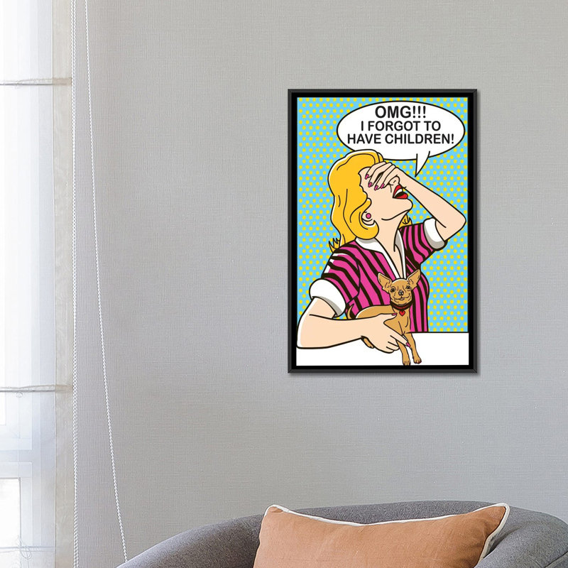 «OMG!» Impression sur toile, H 26 po x l 18 po x P 1,5 po, Toile avec cadre noir, Pas de tapis