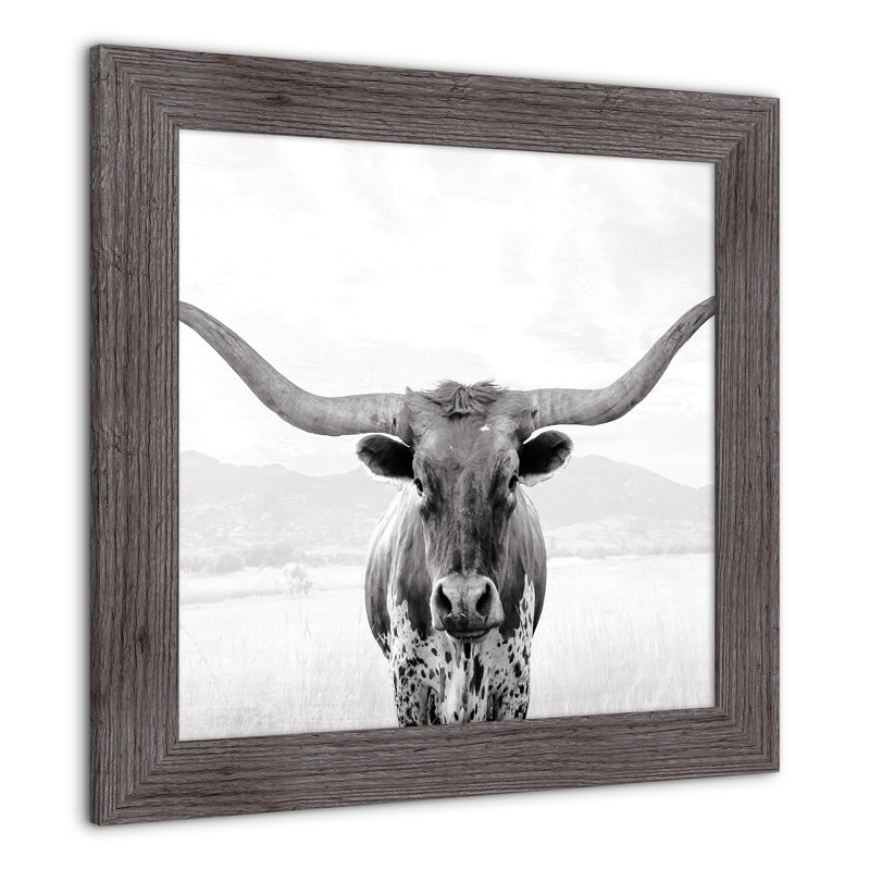 «Bull isolé», reproduction encadrée, H 16 po x l 16 po x P 0,75 po