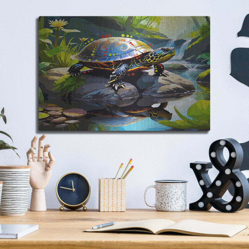  «Peaceful Turtle» par Dean Russo, art mural en métal, 16 po x 12 po, H 12 po x l 16 po