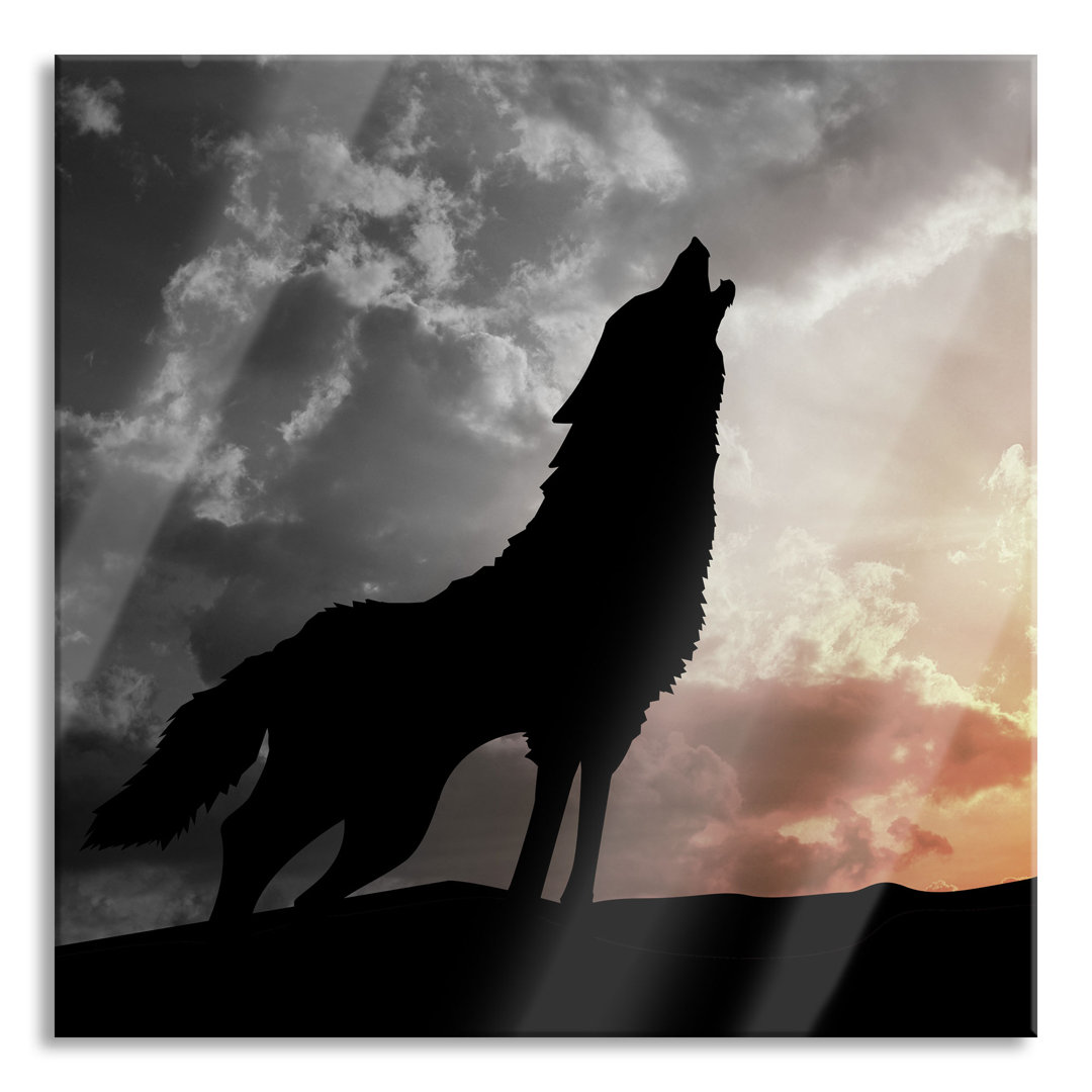 Glasbild Wolf Heulen