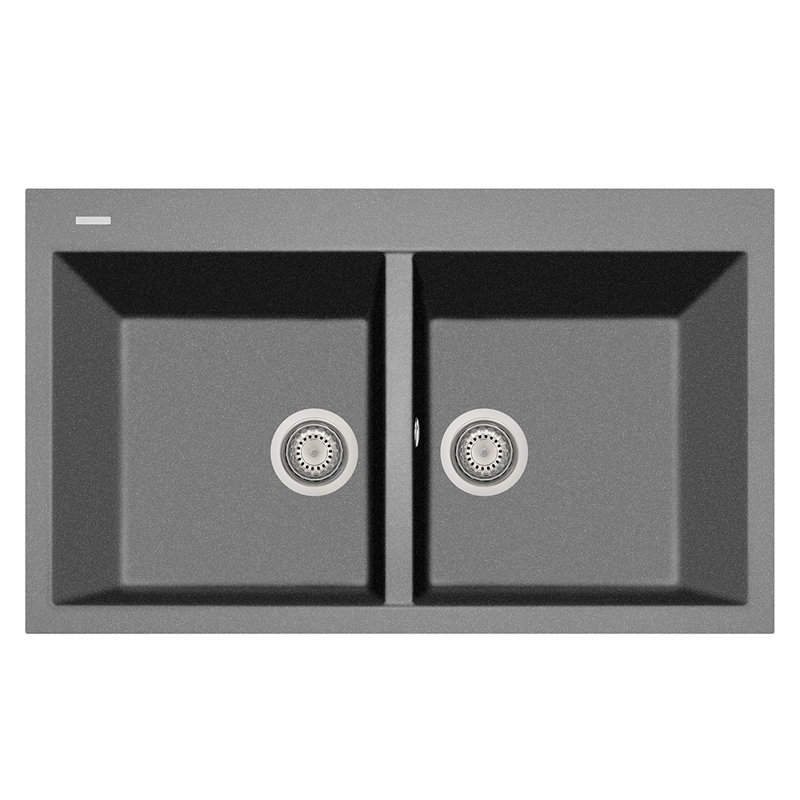 Elegance Series 34" L x 20" W Double Basin Drop-In Quartz Kitchen Sink, Titanium