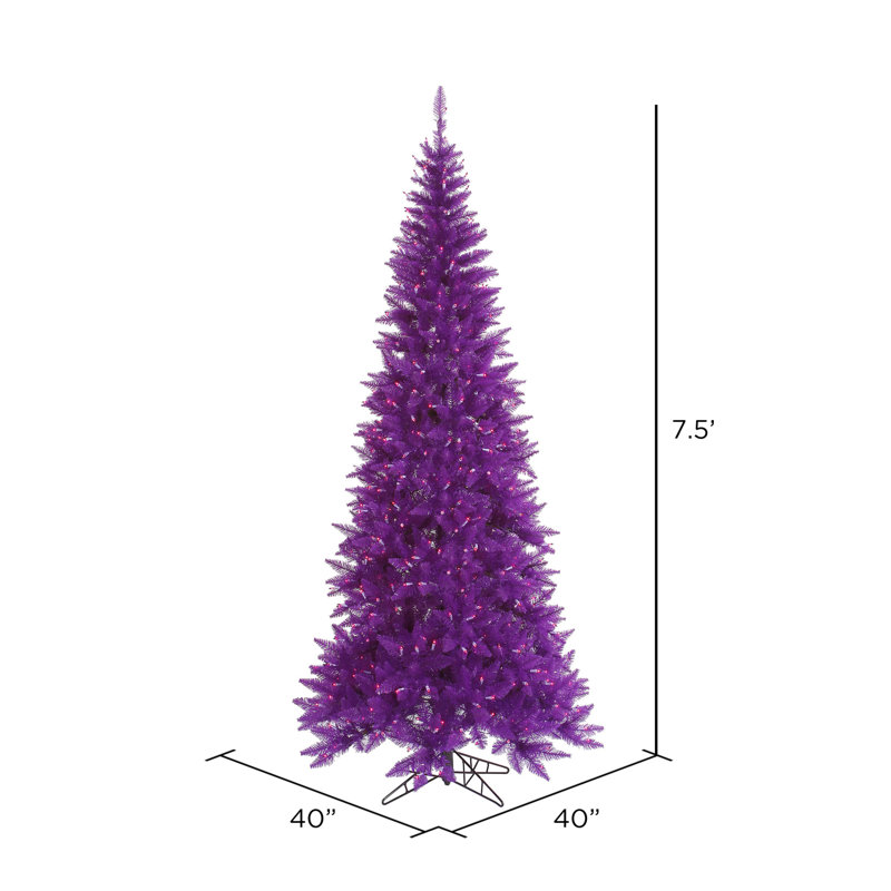 Purple Fir Lighted Artificial Fir Christmas Tree, 7.5' H x 40" W