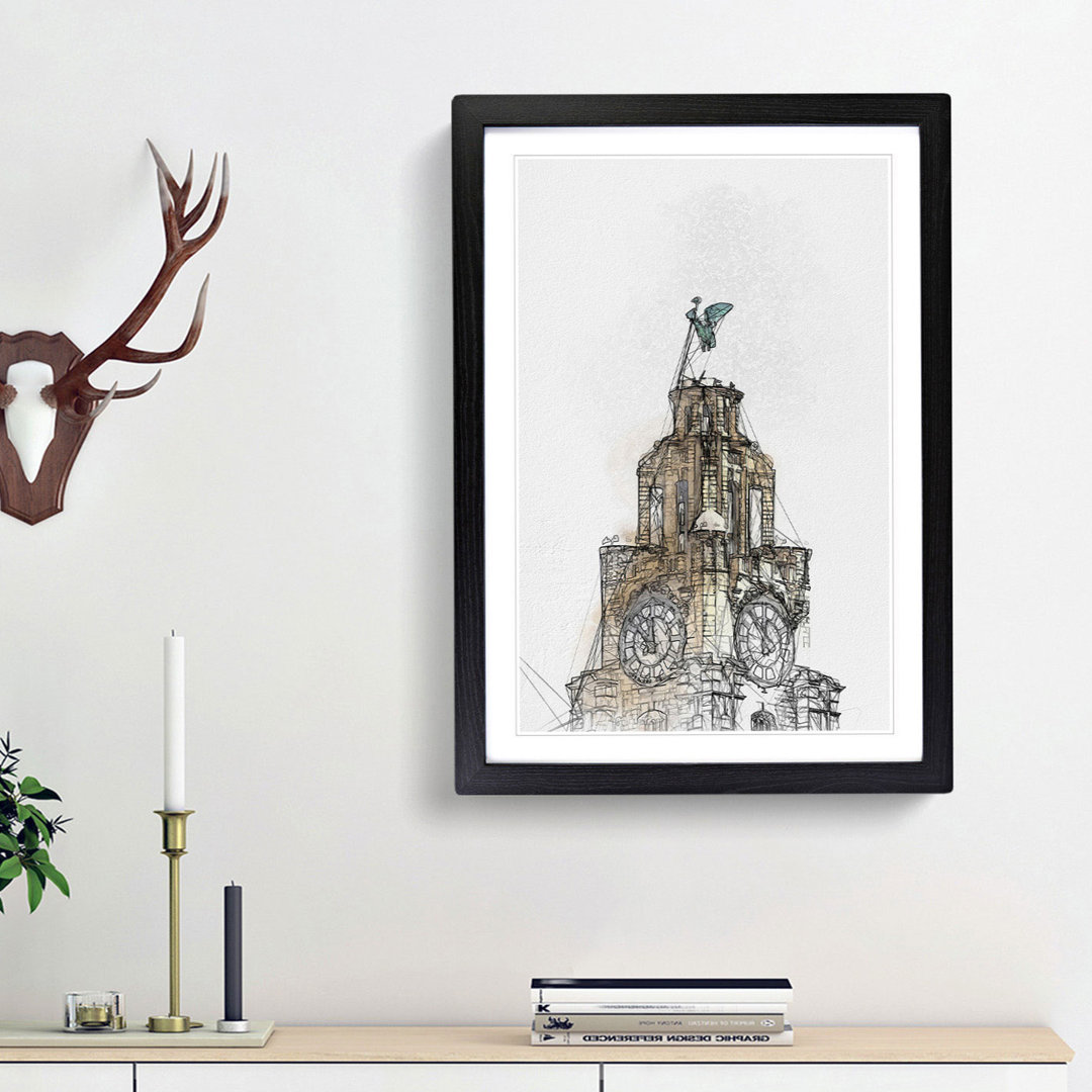 The Liver Building Liverpool in Abstract - Framed Print