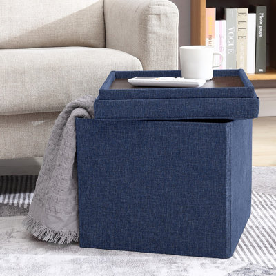Hilsa Upholstered Linen Blend Storage Cube
