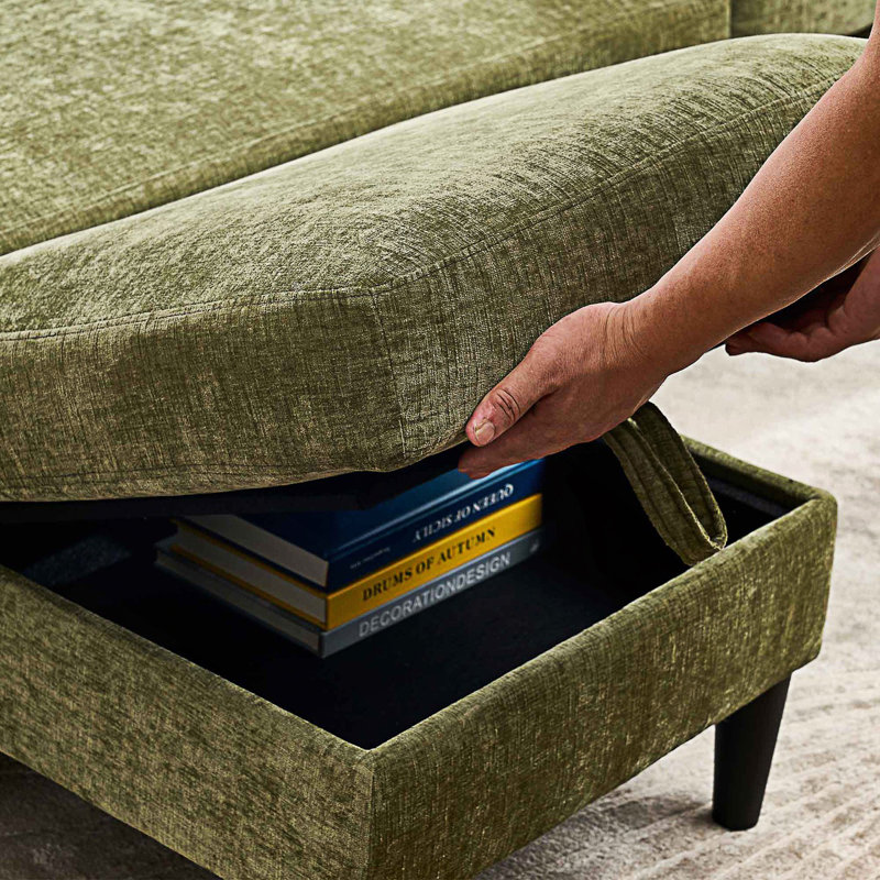 4 Seat Comfy Modular Sofa Couch, Green Chenille