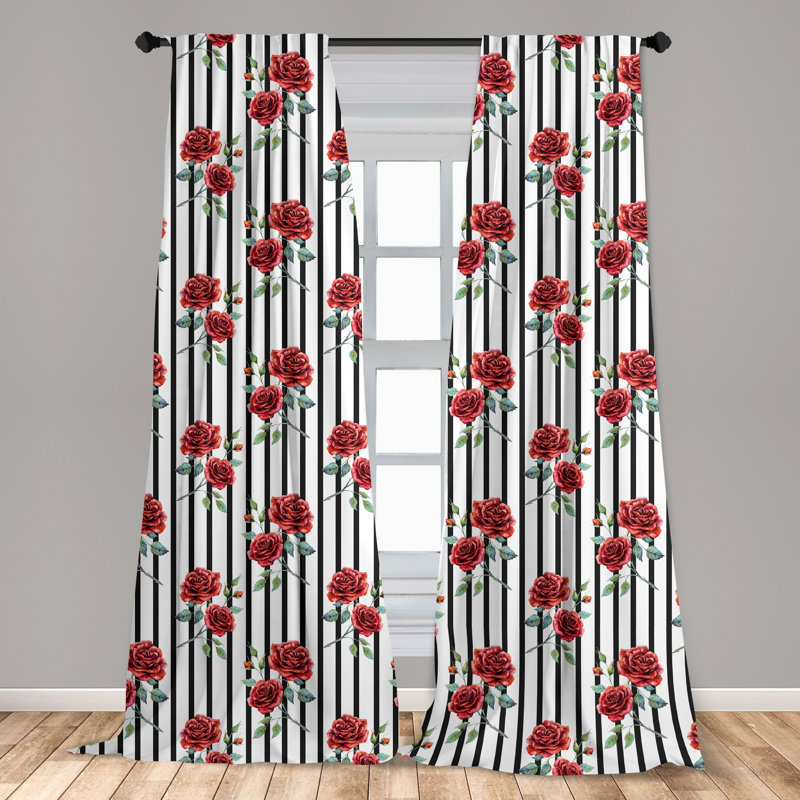 Watercolor Floral Semi-Sheer Rod Pocket Curtain Panels, 28" x 63"