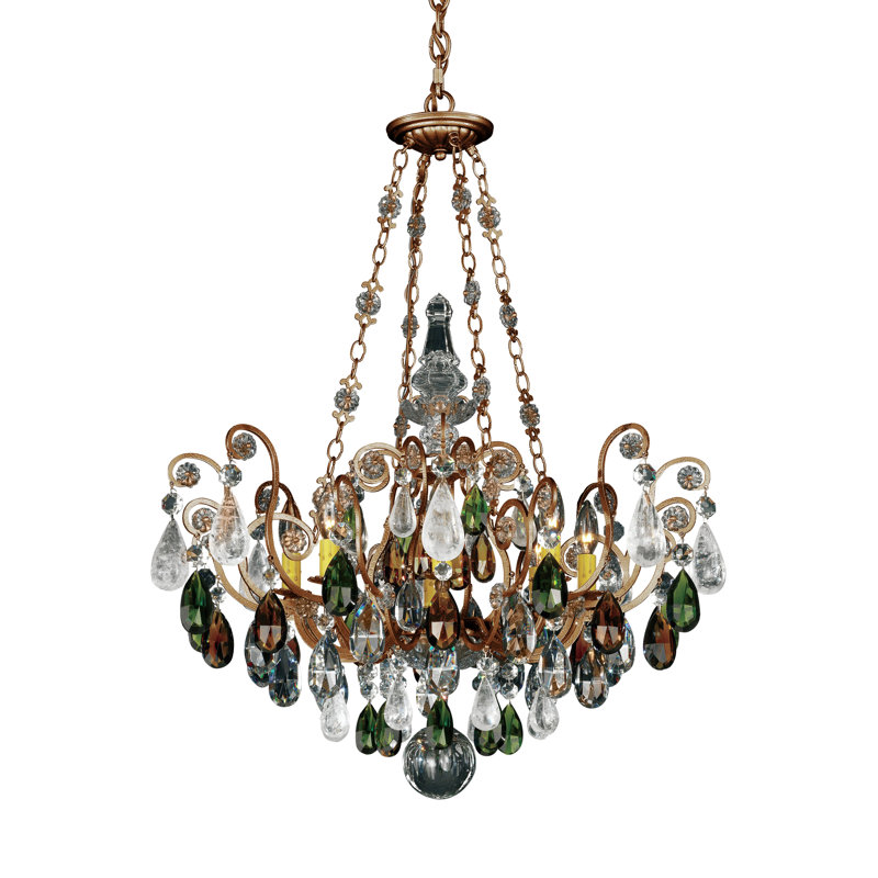 Renaissance 8 - Light Glass Chandelier, Heirloom Bronze / Clear Rock