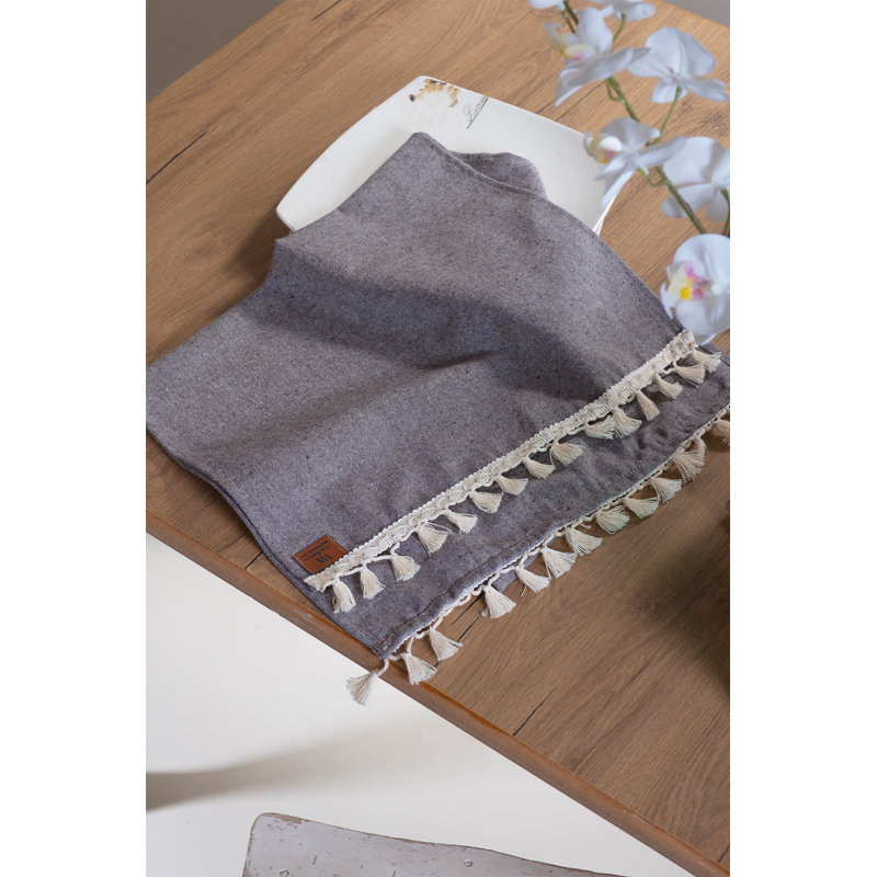 Cotton Tasseled 40 X 150 Cm Table Runner - Boundry Purple, Taupe