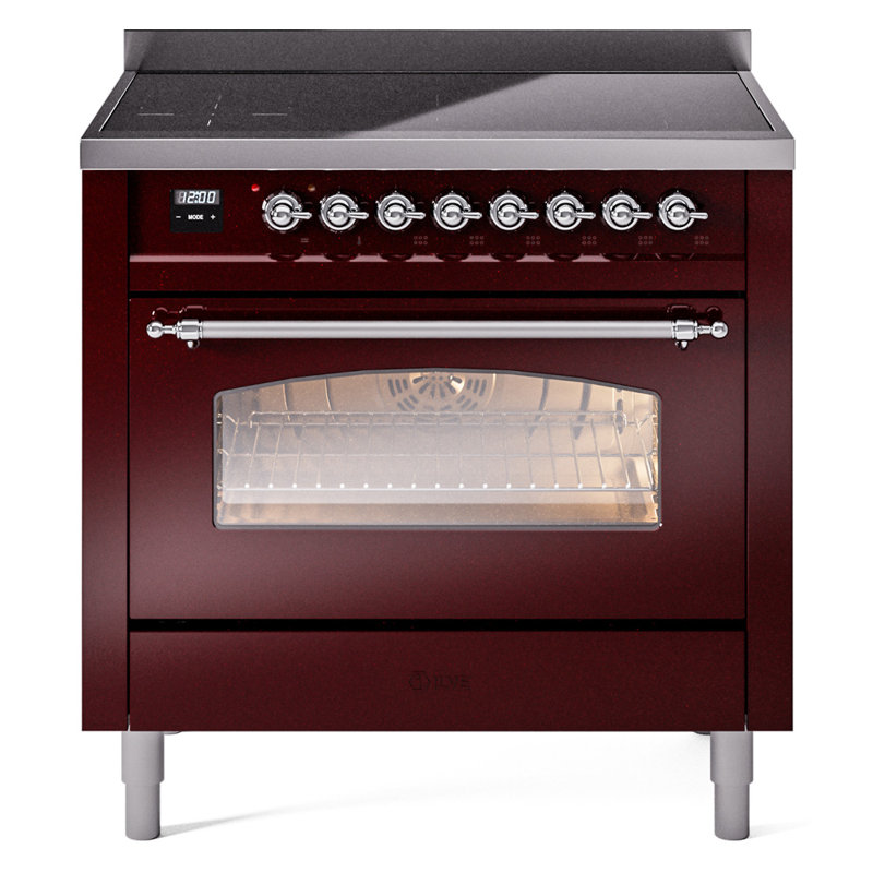 ILVE Nostalgie II 36 in Induction Range, Burgundy/Chrome