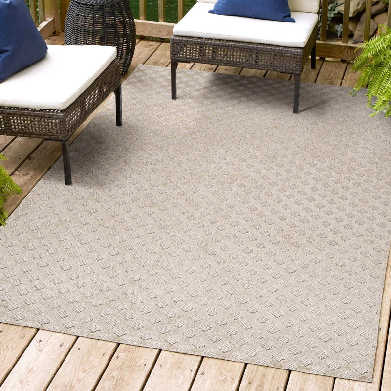 Tapis intérieur / extérieur beige Chaliah, Rectangle 7 pi 9 po x 10 pi