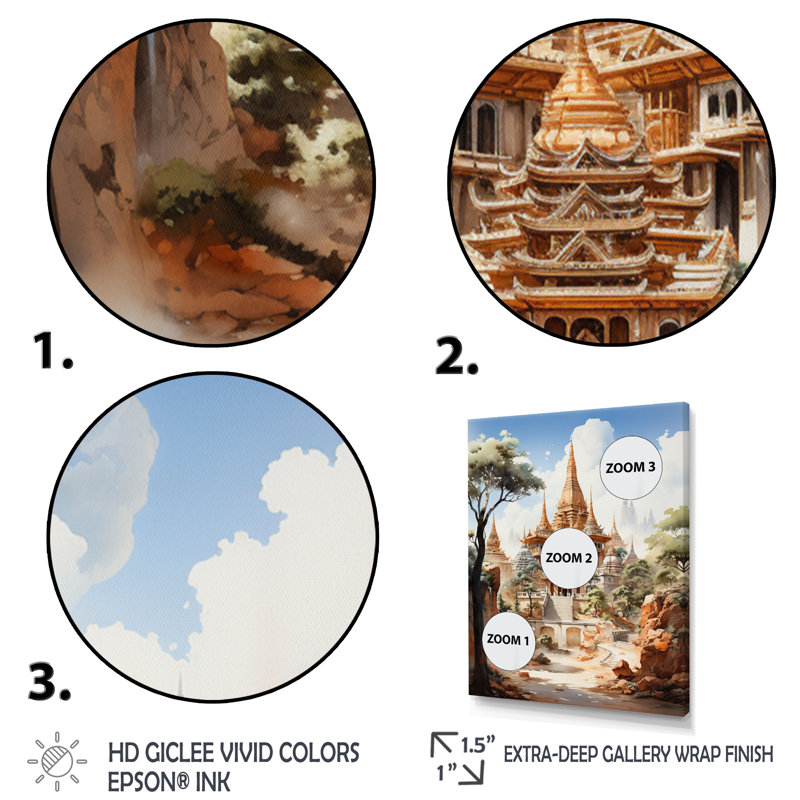 Art bouddhiste beige sur toile, art bouddhiste beige, Toile tendue, H 32 po x l 24 po x P 1 po