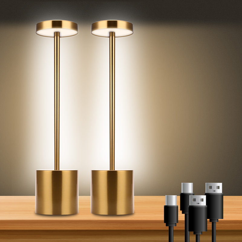 Cordless Table Lamp Touch Rechargeable Desk Lamps 2700K/4000K/5000K, Gold, 13" H x 3.14" W x 3.14" D