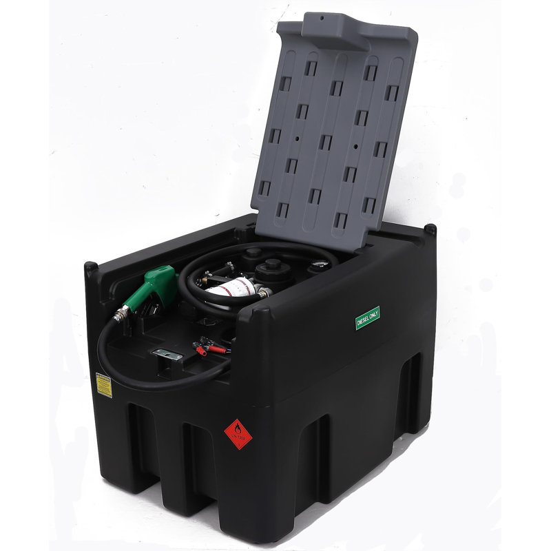 Réservoir 116 gallons avec pompe de transfert électrique 12V, Noir/gris