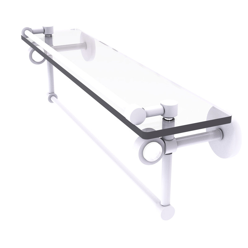 Tablette murale en verre Margolis, H 6,7 po x l 22 po x p 5,8 po, Blanc mat