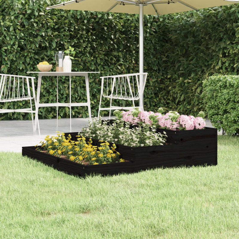 Anneclaar Self-Watering Wood Raised Garden Bed, Black, 27cm H x 107cm W x 107cm D