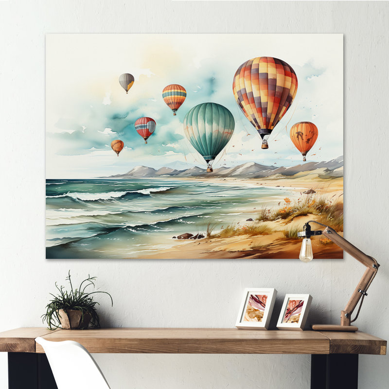 Art sur toile, «Airballoon Views On The Beach I», 30" H x 40" W, Toile tendue