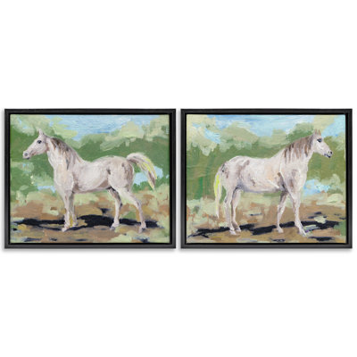 Quiet Gallop Horse 2 Piece Floater Canvas Set, design by Melissa Wang