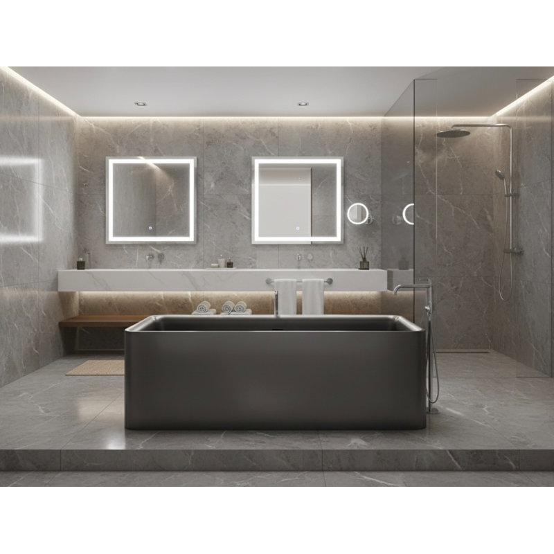 Baignoire autoportante 70,9 po x 31,7 po, Argenté / Gris