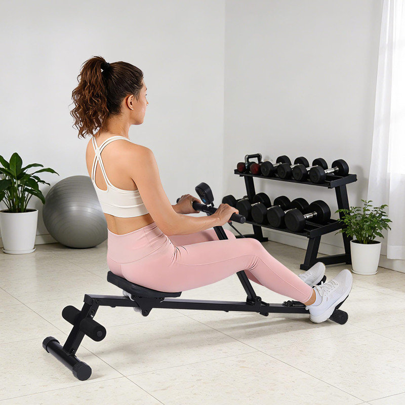 Rameur compact à usage domestique - capacité de 276 lb, entraînement complet du corps, conception peu encombrante, noir