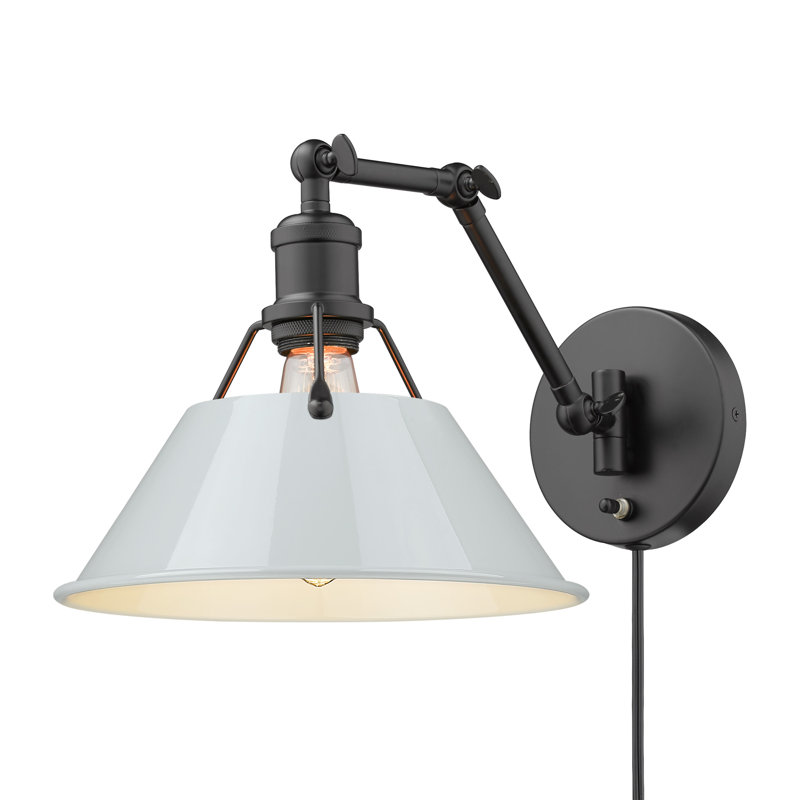 Lampe murale avec bras pivotant à 1 lumière Weatherford, Noir mat, Bleu sombre