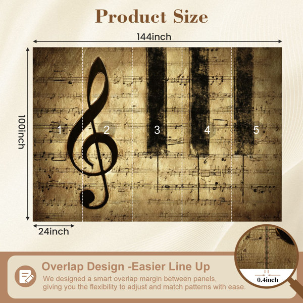 Red Barrel Studio Peel and Stick Wallpaper grunge retro musical music ...