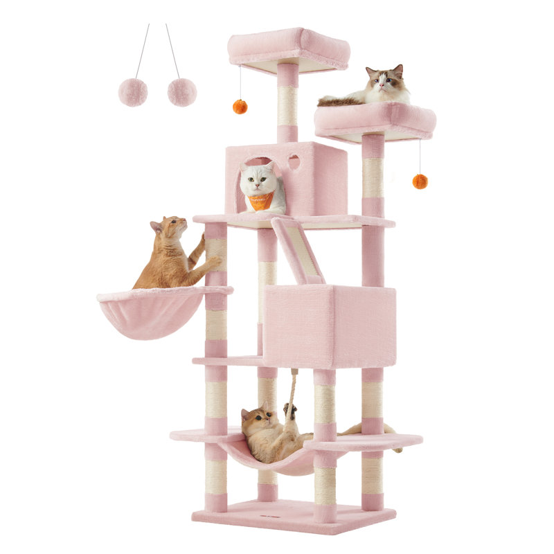 168cm H Cat Tree, Pink