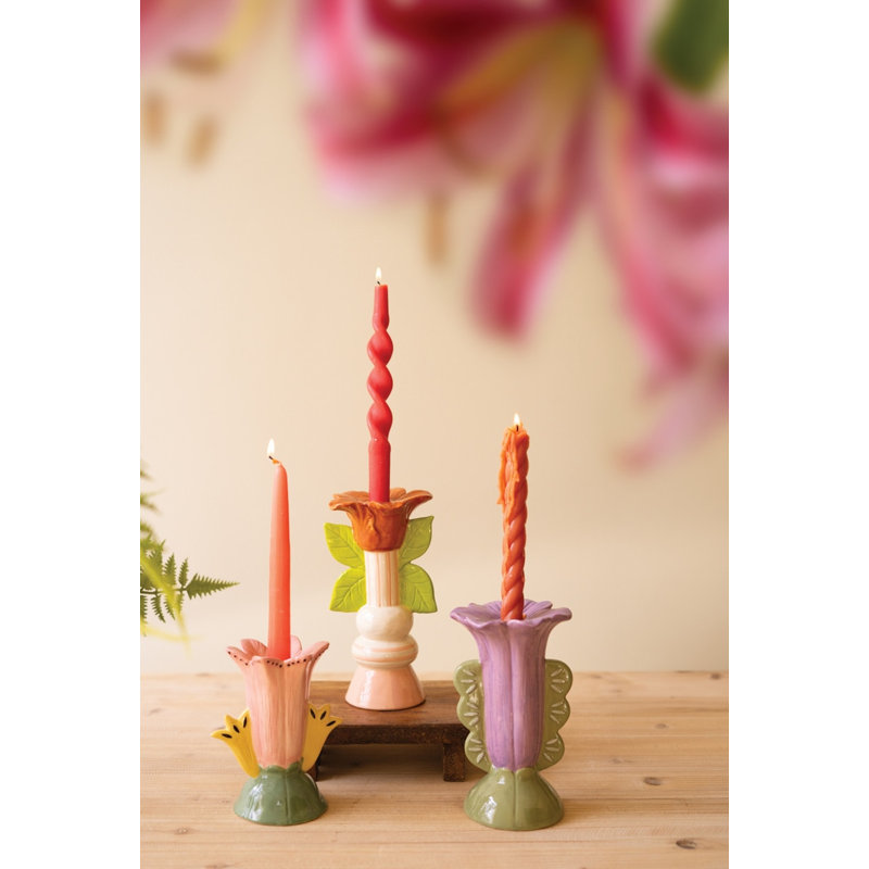 ENSEMBLE DE TROIS PORTE-BOUGIES EN CÉRAMIQUE