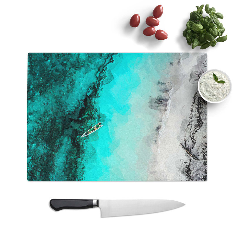 Tempered Glass Above Atauro Island Chopping Board, 39 cm W x 28.5 cm L