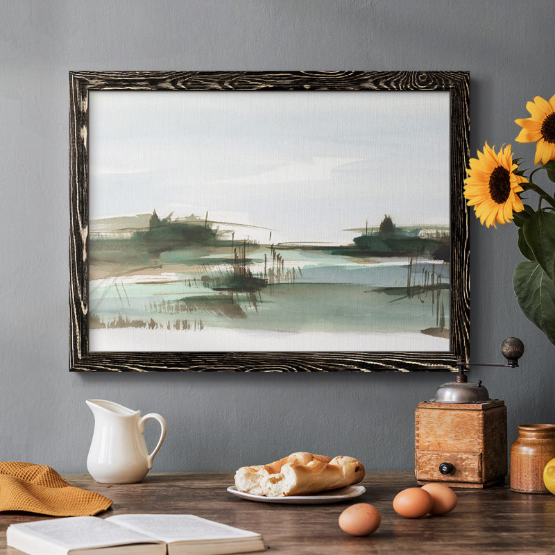 Marsh Reeds III - reproduction d'art sur toile simple, Cadre noir, H 14 po x l 20 po x P 1,5 po