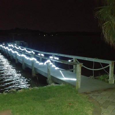 50Ft 360 LED Waterproof Rope Lights, 110V Connectable Indoor Outdoor White Led Rope Lights For Outside, Deck, Patio, Pool, Camping, Bedroom Decor, Landscape Lighting And More (White)