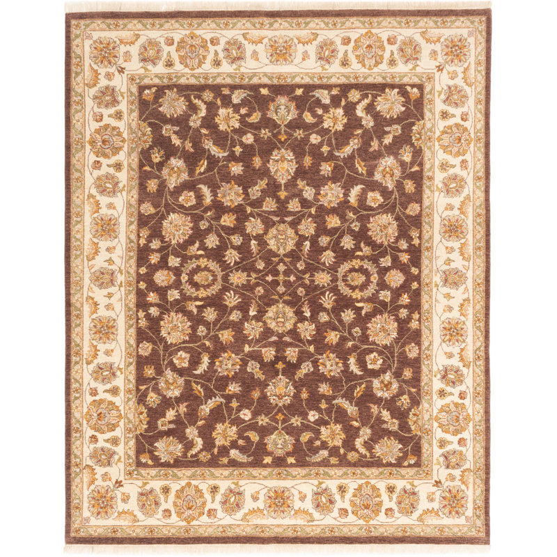 Tapis de bois one-of-kind-noué la 2010 ushak cuivre/crème 8 pi 1 po x 10 pi zone de laine 1 po Ingham