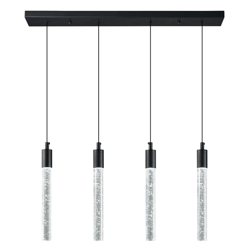 Hamrnand - Light Modern Kitchen Island Pendant Light Dimmable LED Mini Crystal Pendant Lighting, Black, 4