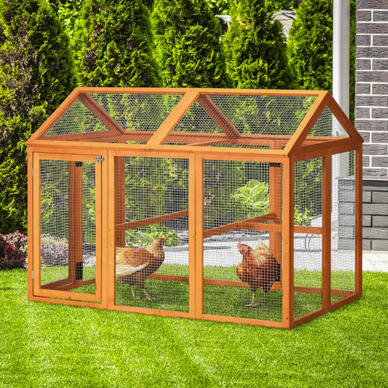 Poulailler PawHut, grand poulailler en bois, conception combinable avec perchoirs et portes pour l'extérieur, arrière-cour, ferme, 4,6 pi x 2,8 pi, orange