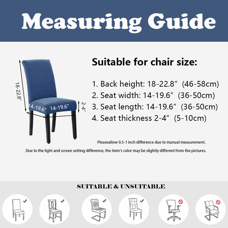 Housses de chaise, housses de chaise de salle à manger, protection de siège extensible, ensemble de 6, Bleu