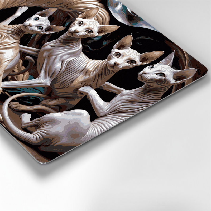 Chats Sphynx gris, art mural en métal, H 11 po x l 14 po