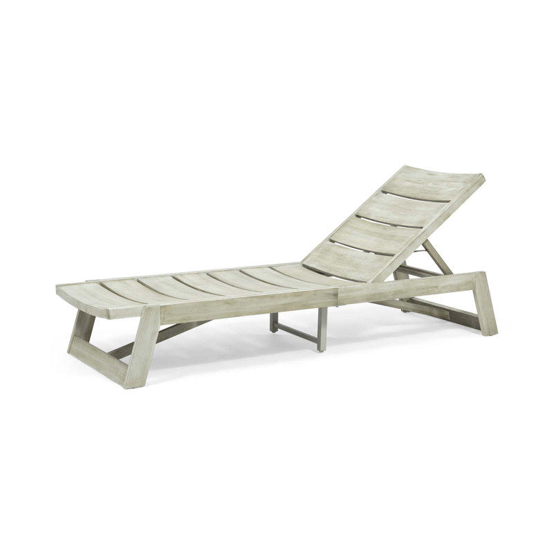 Nowakowski Outdoor Chaise Lounge, Light Gray Wash, 2